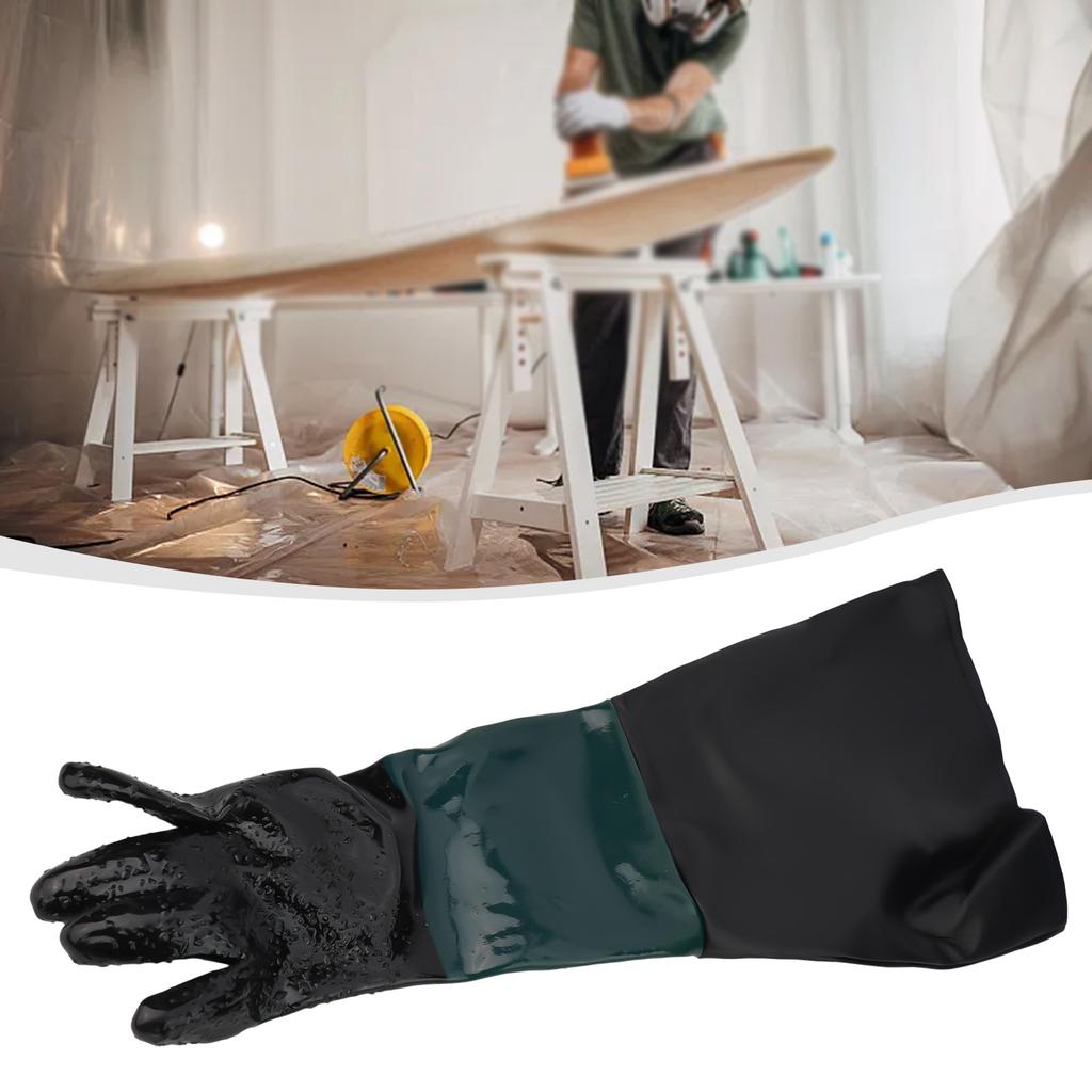 1pcs Sandblasting Gloves 23.6×11.8 Inch Work Gloves For Sandblaster Sand Blast Cabinet PVC Sand Blasting Gloves Safety Gloves