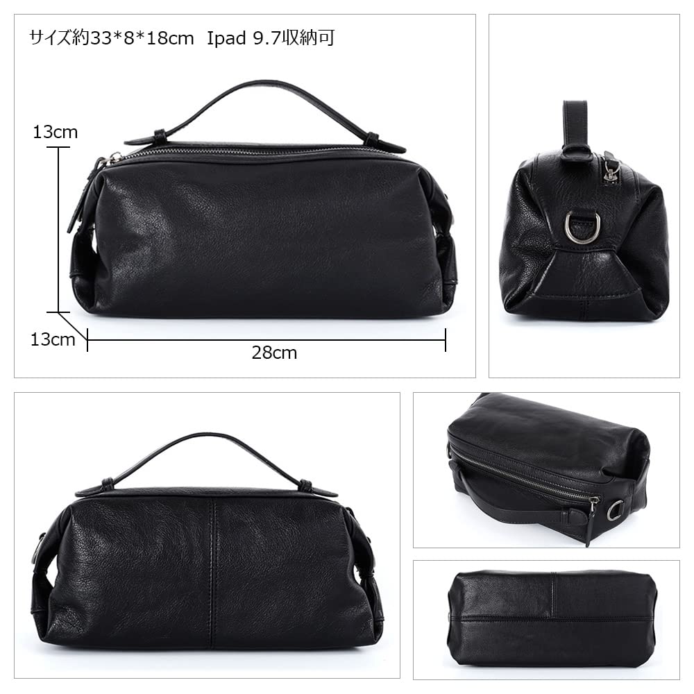 Tanned Natural Cowhide Leather Second Bag for Men Crossbody Chest Shoulder Bag with Shoulder Strap Genuine Leather Suitable for Formal and Ceremonial