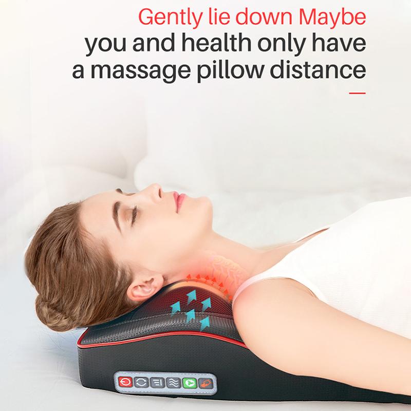 Electric Car Home Neck Massager Cervical Massage Kneading Shiatsu Massage Pillow with Vibration Heating for Neck Back Waist Body Relieve Pain