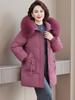 Mid-Length Winter Down Jacket with Fur Collar for Women - Stylish and Warm for Middle-Aged and Elderly Moms