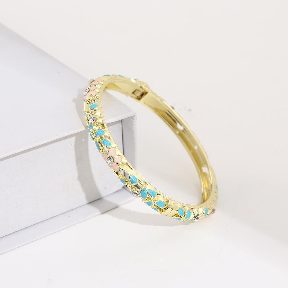 Colorful Enamel Bangle Vintage Flower Enamel Bangle Cloisonne Bracelet  Party Jewelry
