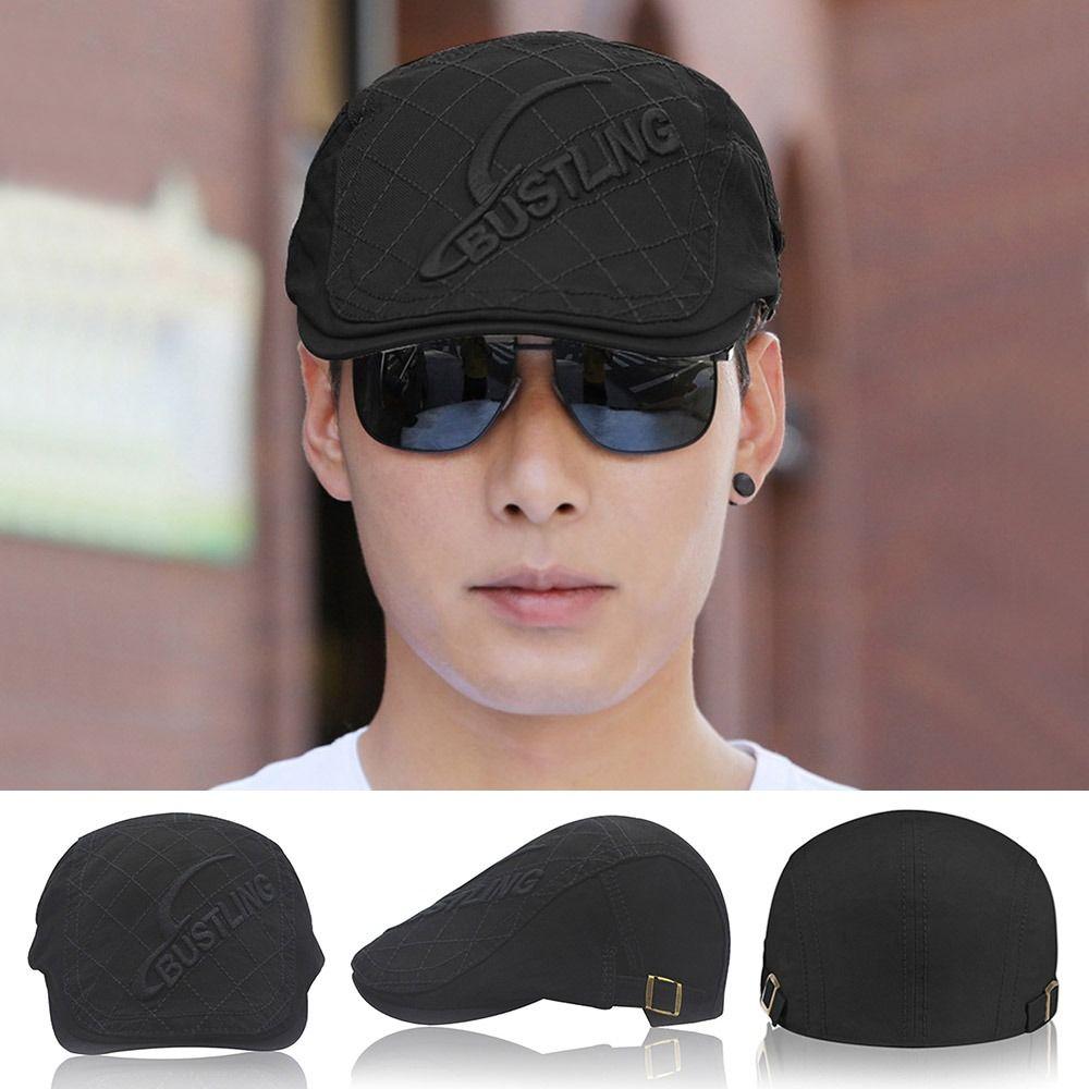 Fashion Breathable Berets Hat Adjustable Cotton Cabbie Flat Cap UV Protection Casual Peaked Cap for Men