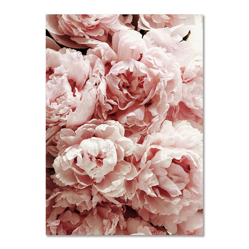 Pink Wall Art Peony Flowers Posters Pictures Quotes Bedroom Wall Decorative Prints Wall Painting for Living Room Decor Art
