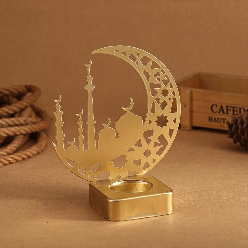 Heat-resistant Eid Mubarak Candlestick Castle Shape Islamic Style Aromatherapy Tray  Entryway Decor