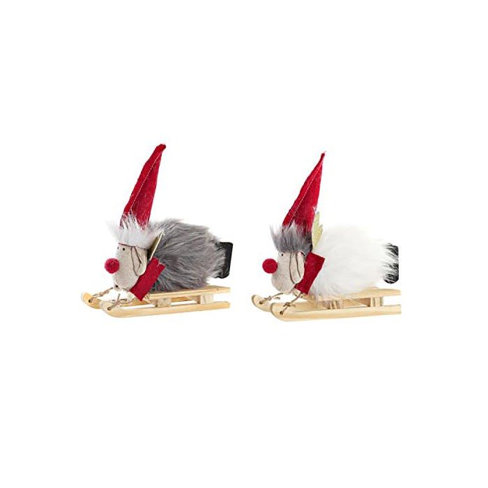 Ornement de Noël - DKD Home Decor - Blanc, rouge et gris - Polyester - 15x5,5x16,5 cm - Décoration saisonnière