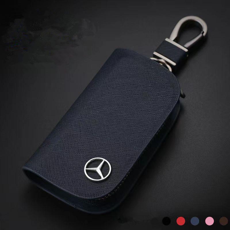 

GLC GLB Leather Car Key Case Cross Pattern Car Key Cover Key Holder for Mercedes Benz New B/C/E Class A Class C200L GLC GLK CLA синий