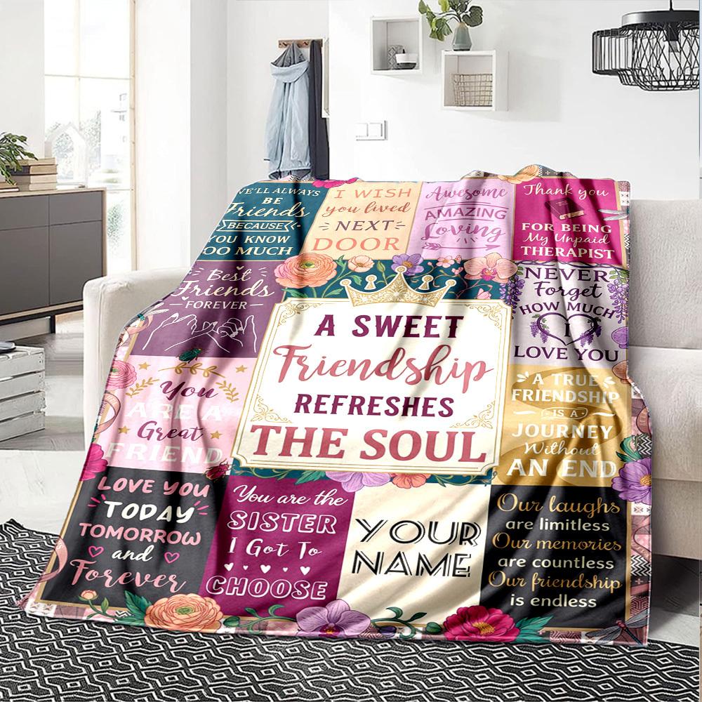 Love Friendship Blanket Blanket Warmthful Decor Great For Sofa Couch Office Bed Picnics Four Seasons Multipurpose Digital Print Birthday Christmas