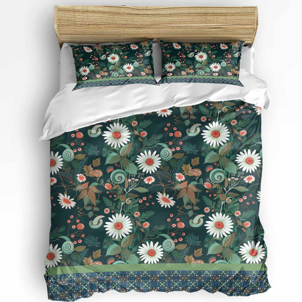Vintage Herbaceous Floral Butterfly Flower 3pcs Bedding Set For Double Bed Home Textile Duvet Cover Quilt Cover Pillowcase