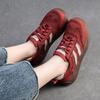 Johnature Colored Sneakers Comfortable Lace Up Flat Shoes Retro Genuine Leather Casual Women's Shoes