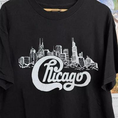 Vintage 80S Chicago Band For Fan Black All Size T Shirt