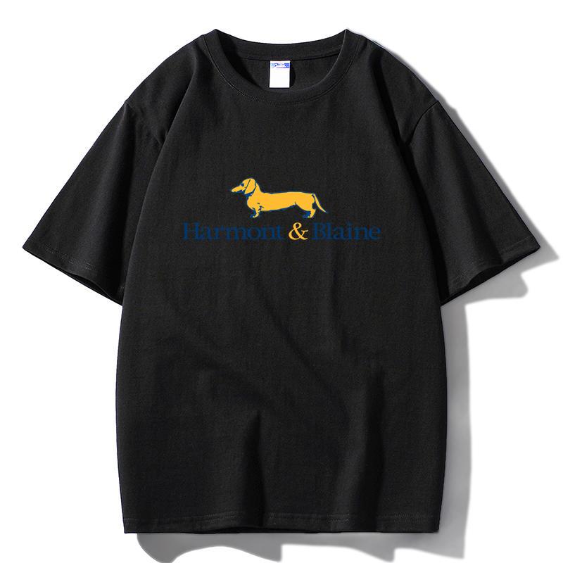 

Harmont & Blaine Dachshund Print T-Shirt, Unisex Casual Cotton Crew Neck Short Sleeve Tee XS чёрный