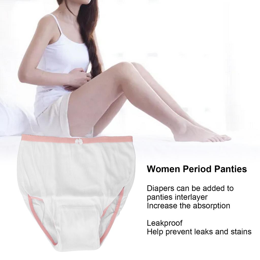 Women Period Panties White L Size Protective Leakproof Menstrual Mesh Panties for Female