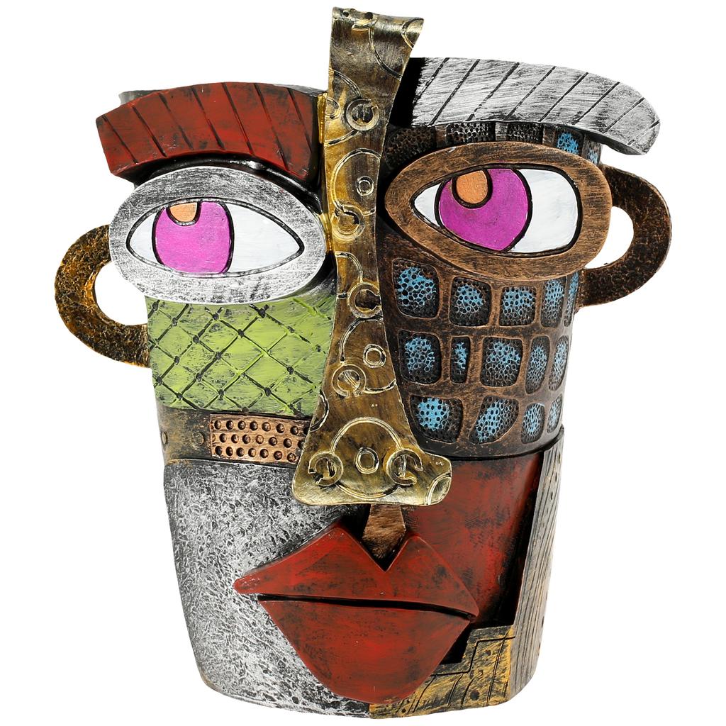 Abstract Face Resin Flower Pot Colorful Artistic Planter with Handle Portable Home Decor Plant Container Funny Face Flower Pot