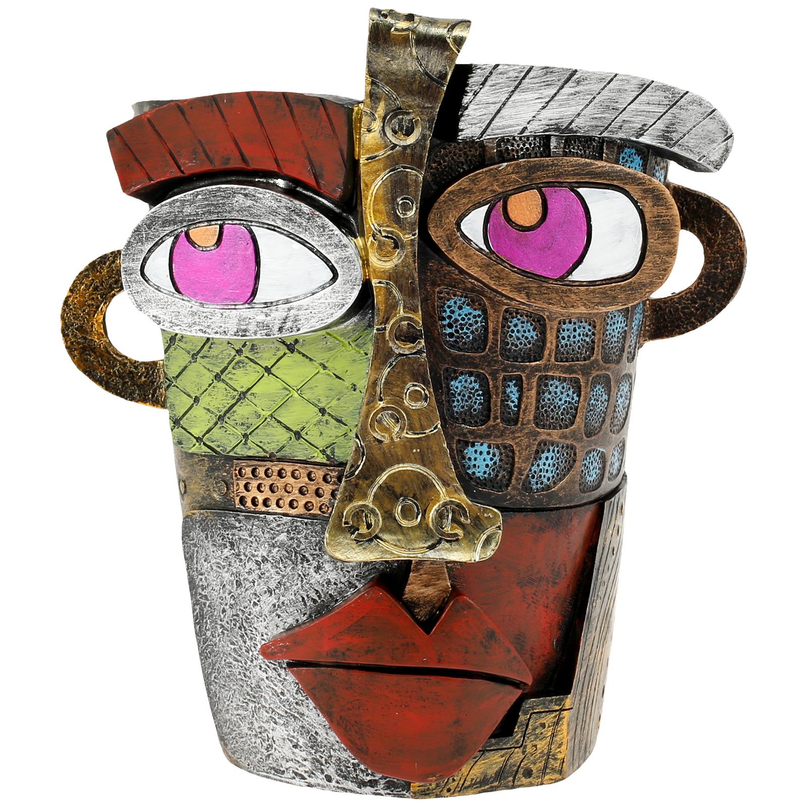 Abstract Face Resin Flower Pot Colorful Artistic Planter with Handle Portable Home Decor Plant Container Funny Face Flower Pot