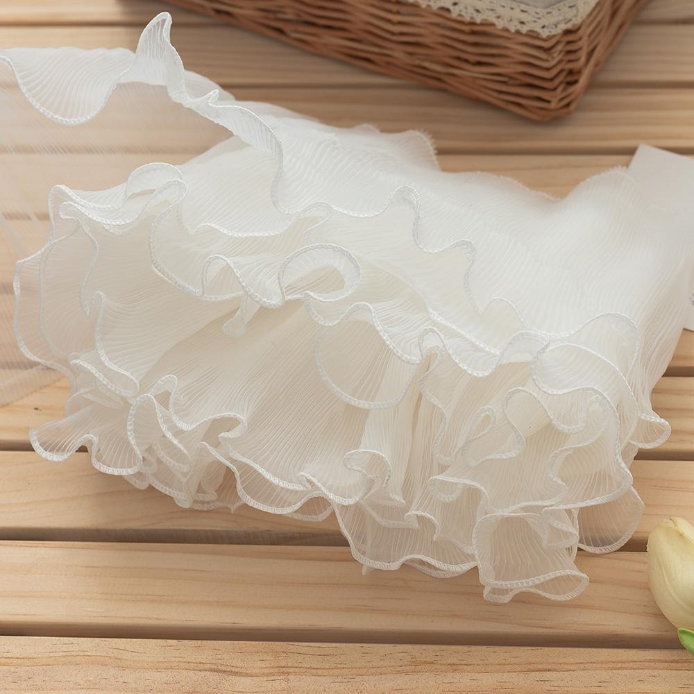 16CM Wide Pleated Organza Fabric  Big Wave Ruffle Trim 3D Lace Fringe Ribbon Wedding Dress Collar DIY Crafts Sewing Supplies