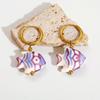 Ceramic Dopamine Fish Starfish Earrings For Women Colorful Vibrant Pendant Youthful Stainless Steel Jewelry Gift