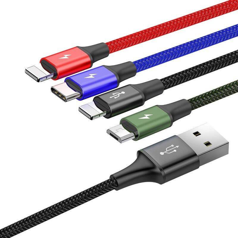 Kabel Usb Baseus Fast 4W1 Usb-C / 2X Lightning / Micro 3,5A 1,2M (Czarny)