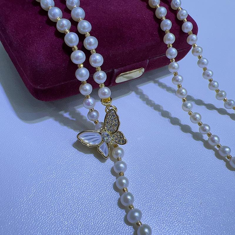 Elegant Pearl Necklace with Butterfly Clasp – Women's Fashion Jewelry