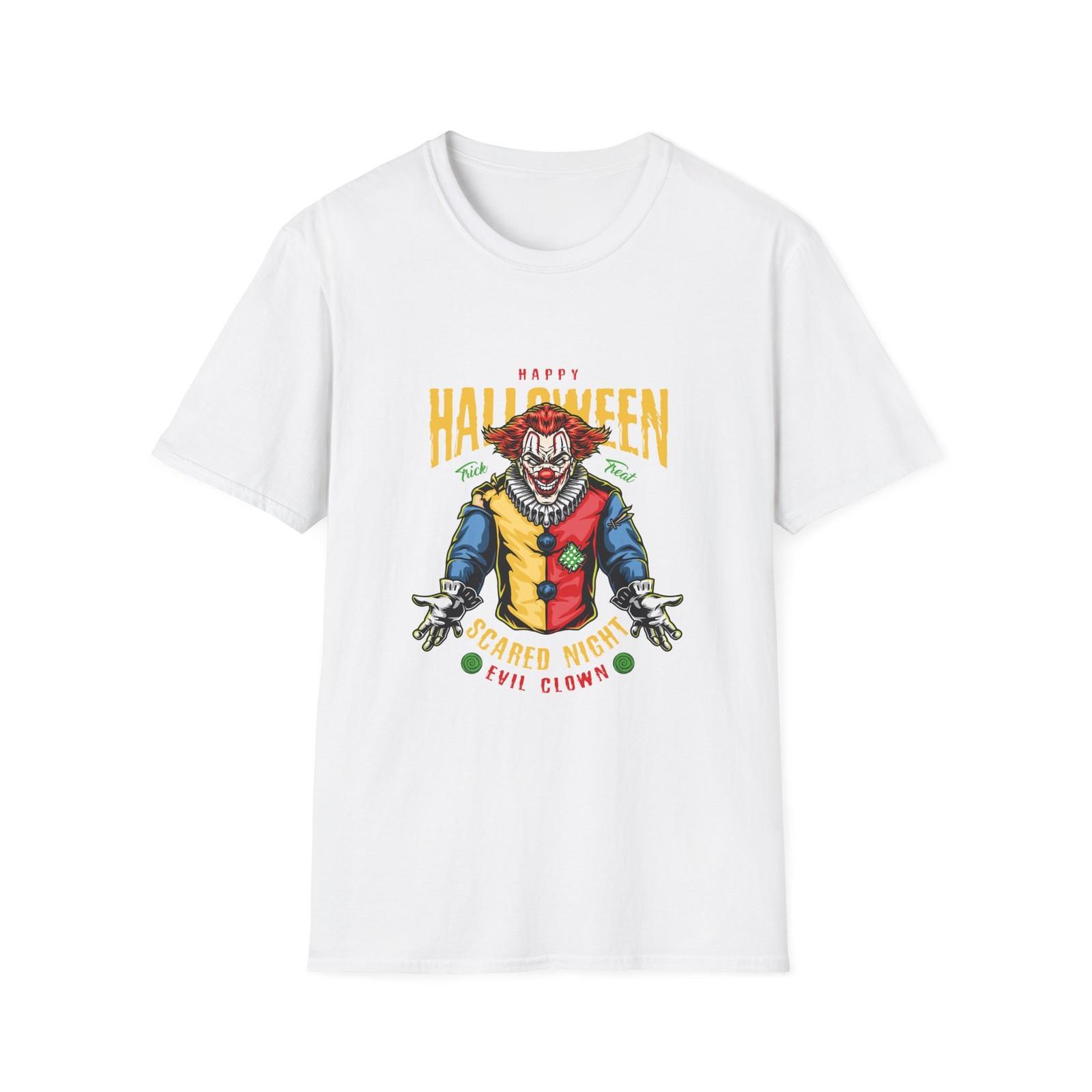 Halloween Clown Unisex Softstyle T-Shirt - Spooky Fun, Trick or Treat S разноцветный