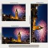 2D UK-Themen-Wandteppich, Big Ben mit Feuerwerk und Westminster Bridge