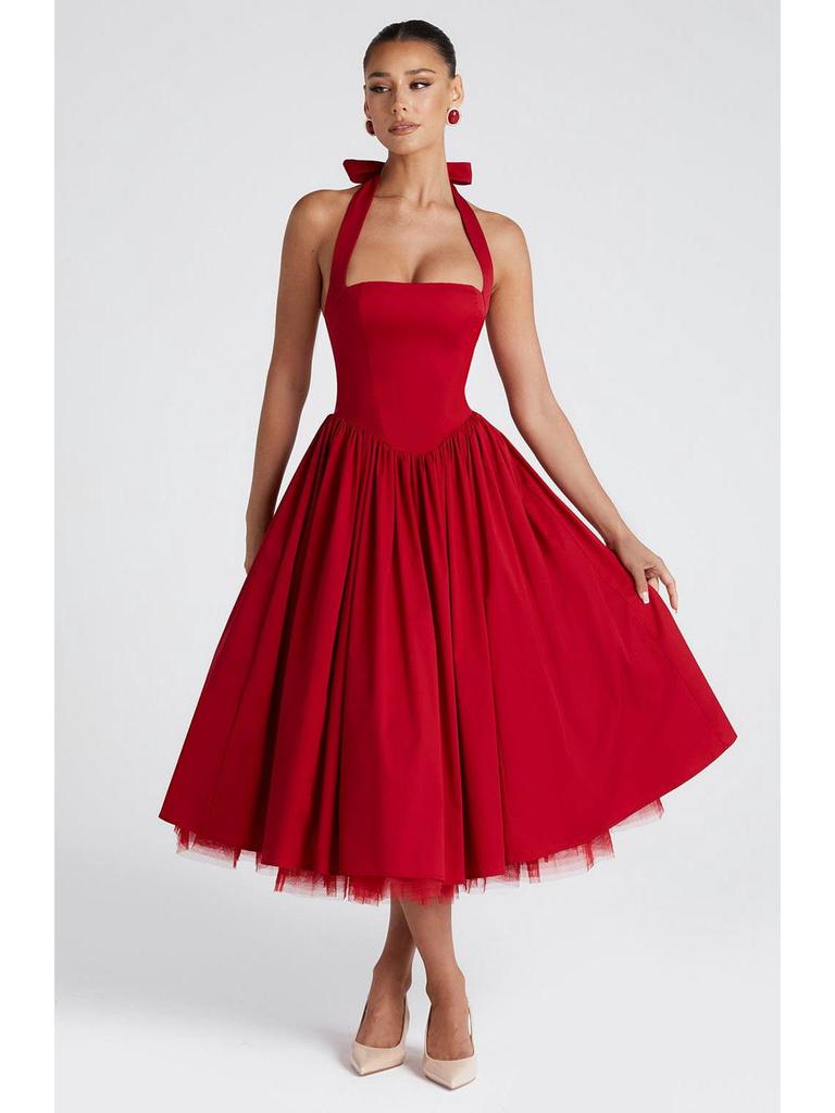 Damen-Abendkleid mit voluminösem Rock und Schnürung