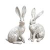 2x Desktop Ornaments Resin Statues Bunny Figurines Home Decor Housewarming Statues for Room Courtyard Bookshelf