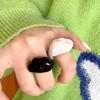 Exaggerated Personality Irregular Geometry Black White Resin Rings for Women Fashion Designer Finger Jewelry Accessories Gifts
