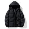 Men's Faux Hooded Padded Cotton Jacket - Solid Color Casual Outerwear