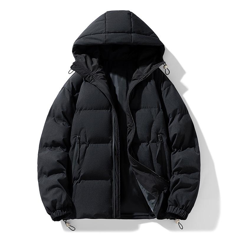 

Men s Faux Hooded Padded Cotton Jacket - Solid Color Casual Outerwear M чорний