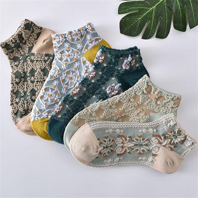 3 Pairs / Lot New Chic Women's Kawaii Cute Summer Fashion Ethnic Lolita Flower Retro Socks Dropship
