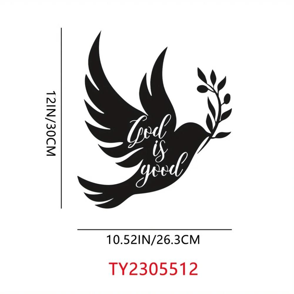 1 шт. Металлическое настенное панно «Голубь мира» - Оливковые ветви и черный контур — фото 6