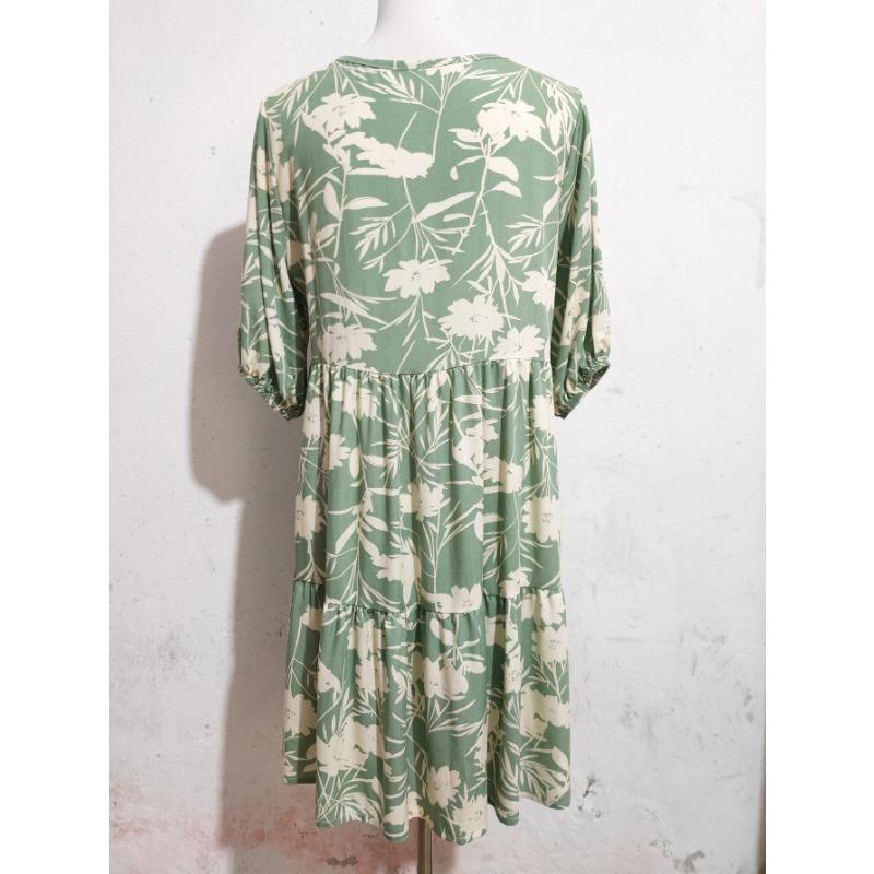 Women's Spring Print V-neck Loose Short-sleeved Dress