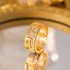 Exquisite super flash zircon ring for girls, light luxury, high-end sense opening adjustable ring, simple real gold electroplating