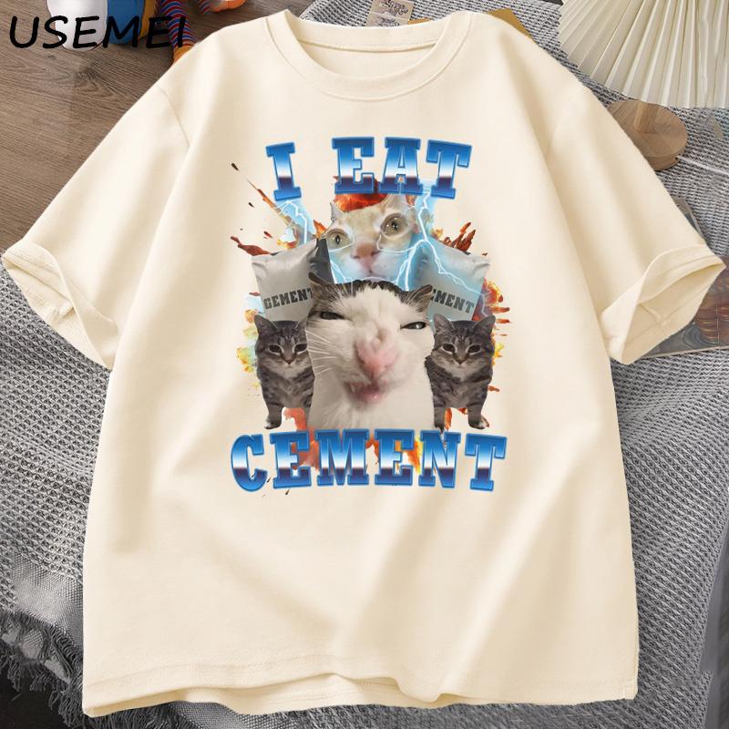 I Eat CeUnisext Funny Cat Meme Tee Shirt Cotton Short Sleeve Stupid Ugly Cats Printed T Shirt Casual O Neck Graphic Tees Tees