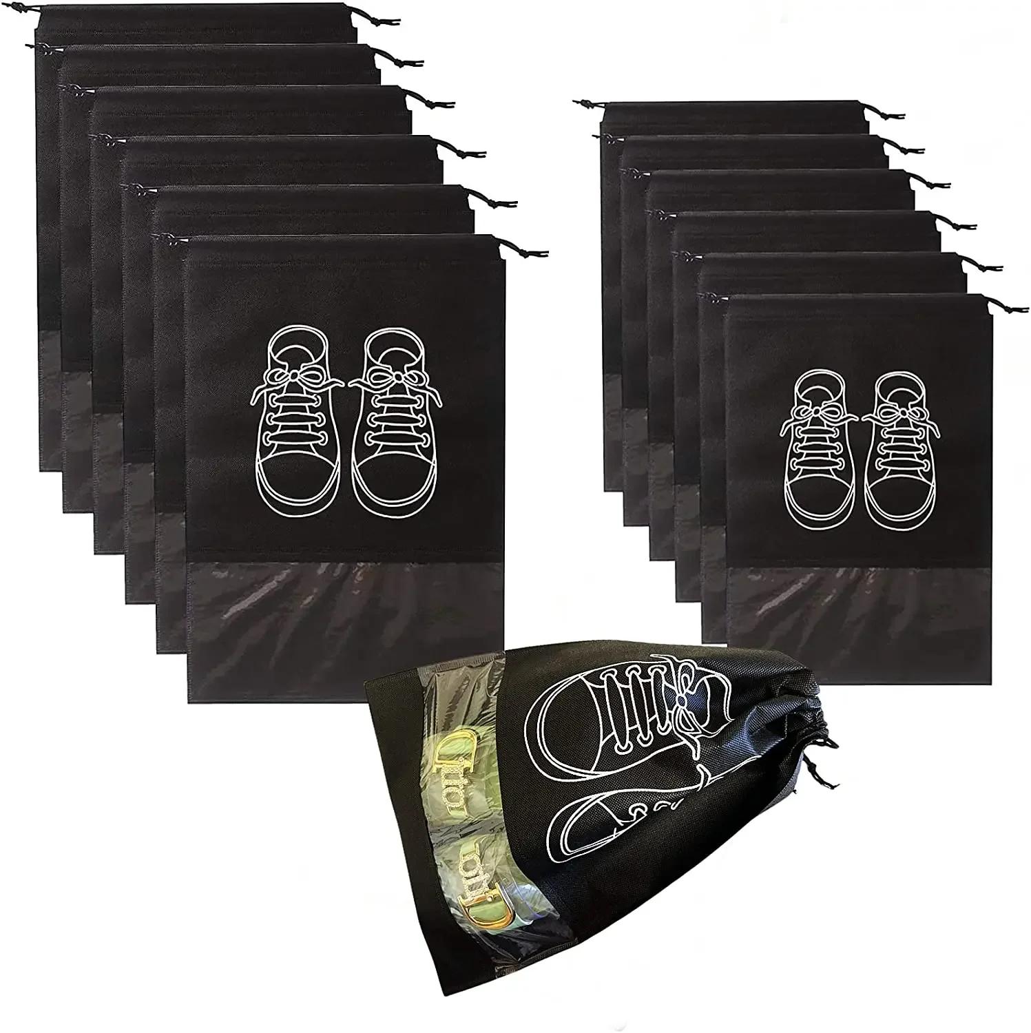 5/10PCS Shoes Storage Organizer Bags Non-Woven Shoe Dust Bags Portable Travel Shoe Bag Shoes Storage Packing Pouch Organizers L-5PCS