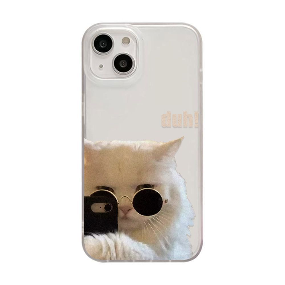 Sunglasses cool cat for iPhone17promax Apple 17 matte large hole mobile phone case 16/15 anti-drop 14