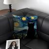 Black Cat Cute Cushion Cover Natural Linen Organic Fabric DoubleSided Printing Sofa Home Decor Gift Pillow Case