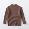 Girls Solid Half High Collar Long Sleeve Pullover Sweater Kids Casual Bottoming Inner Top