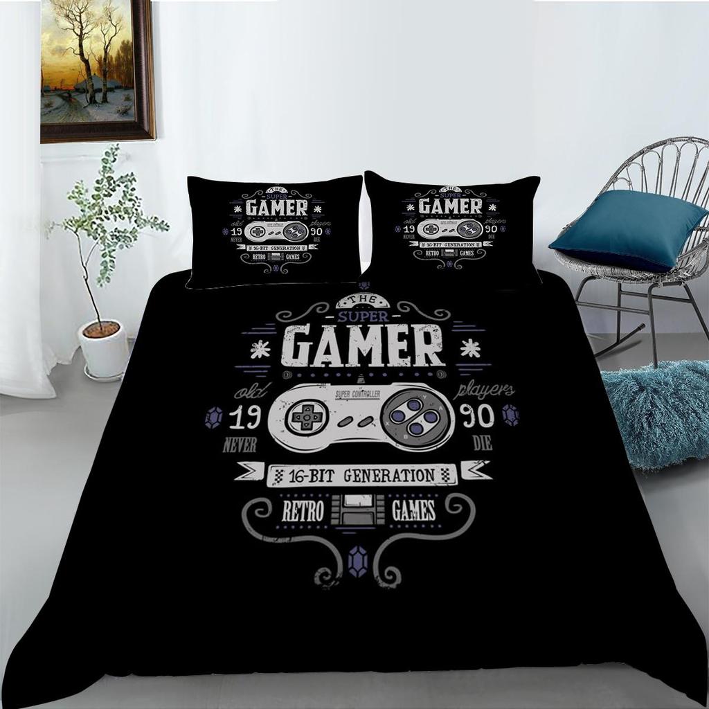 Bettwäsche-Set mit 3D-Game-Controller-Muster, Doppelbett, Bettbezug, Kissenbezug, Heimbettwäsche, AUKing, volle Größe, Heimdekoration