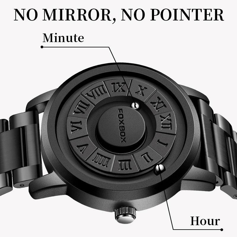 FOXBOX/Lige Magnetic Levitation Men's Watch - Black Tech Creative Concept.
