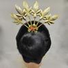 Ancient Style Headwear Metal Hair Sticks Leaf U Shape Hairpin Antique Thai Headdress Women