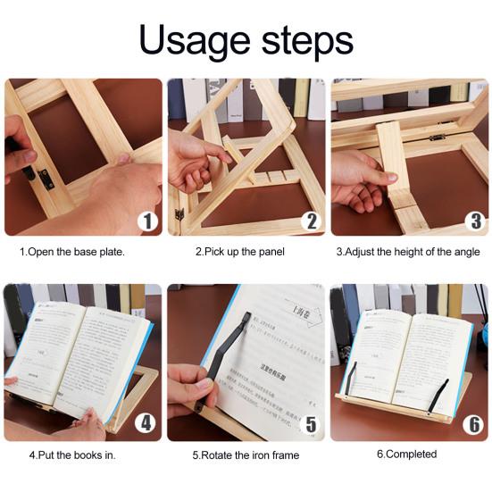 Yousheng Holz Buchständer Bücherregal Ergonomischer Leseständer für Laptops Tablets Verstellbarer Lernständer für Kinder