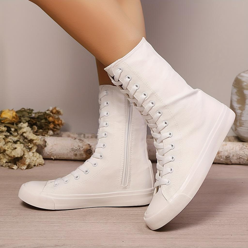Women's Spring And Autumn Casual Sports Shoes Solid Color Simple Sports Boots