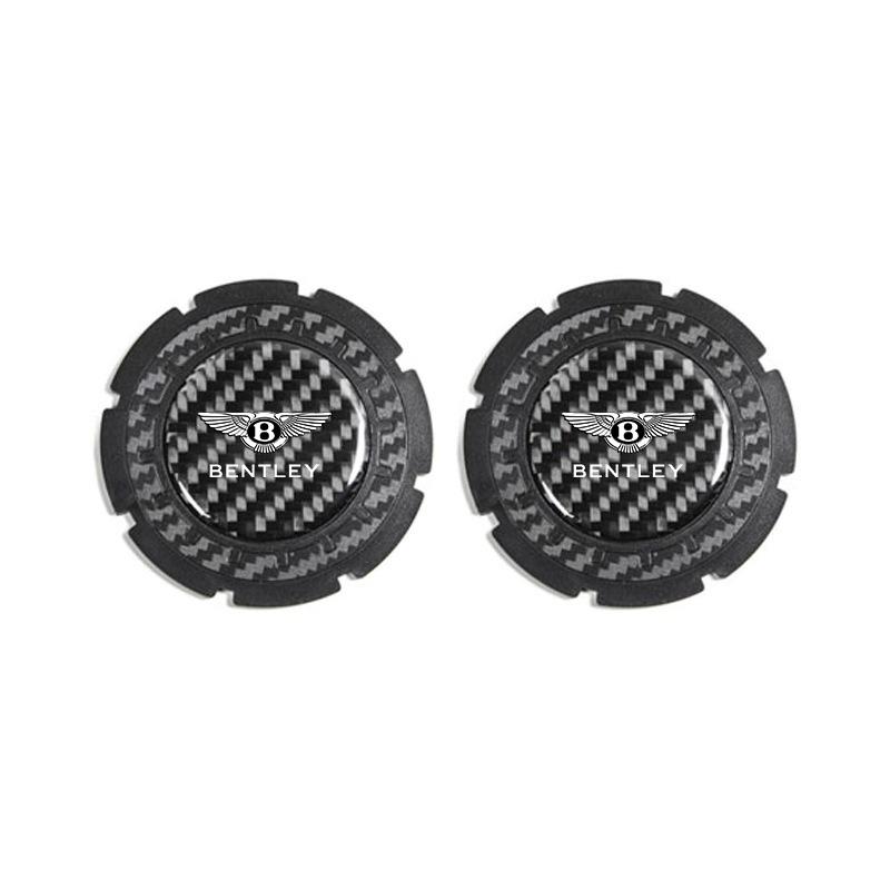 

2PCS Carbon Fiber Car Water Cup Pads Decorative Coaster For New Bentley Flying Spur Continental GT Bentayga Mulsanne Accessories