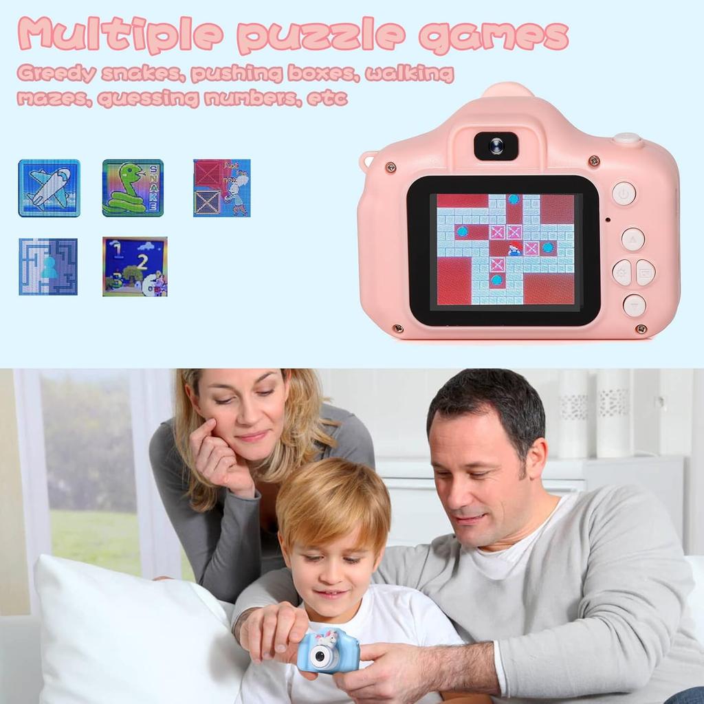 Kids Camera, Christmas Birthday Gifts for Boys Age 3-9, HD Digital Video Cameras for Toddler, Portable Toy for 3 4 5 6 7 8 Year Old Boy with 32GB SD