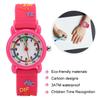 Kid Waterproof Cartoon Watch Letter Pattern Children Wrist Watch Time Recognition ToolRose Red