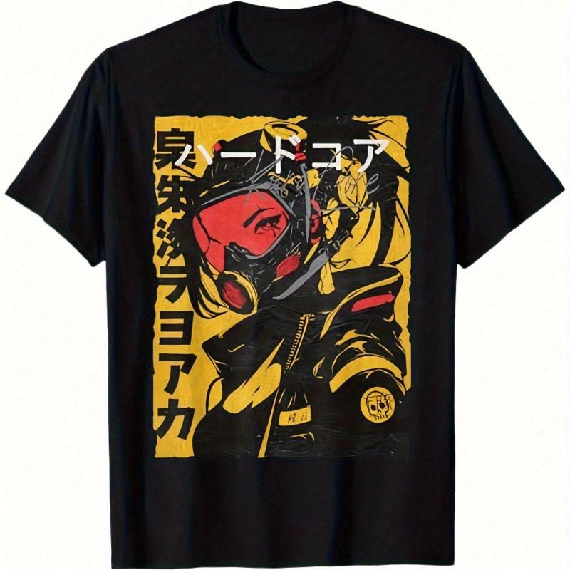 Cyberpunk Anime Print T-Shirt für Sommer und Herbst 2025 locker und trendig kurzärmelige Herren- und Damen-Tops