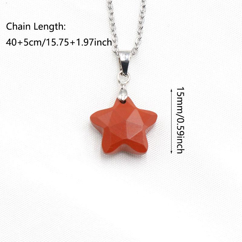 1pc Natural Crystal Star Pendant Necklace Five Pointed Charm Amethyst Stone Necklace Jewelry