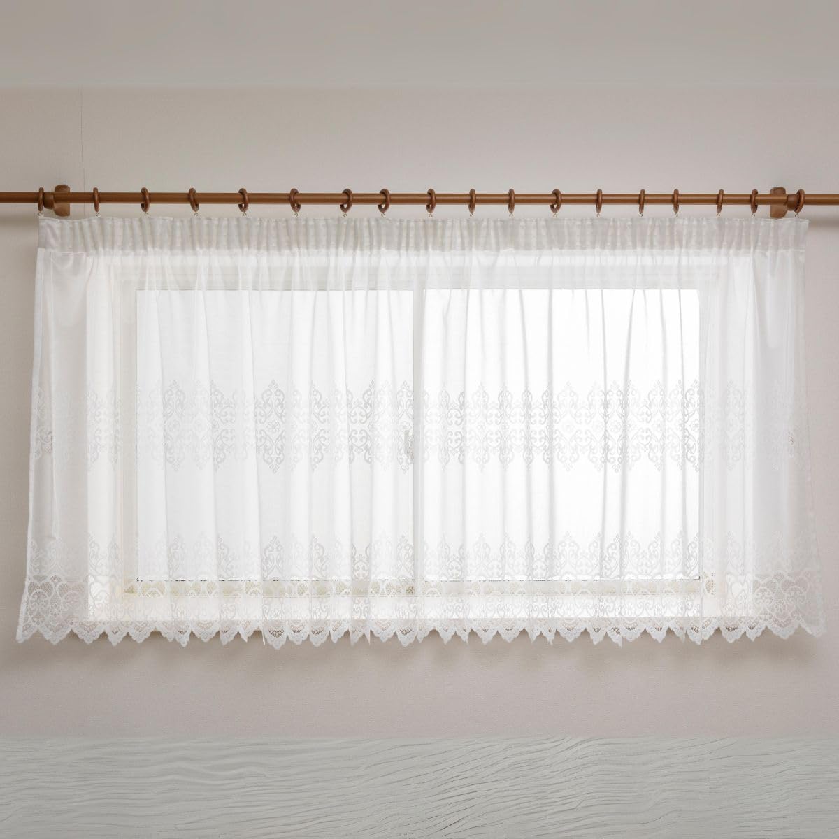 

CLAIRER Bay Window Width 300cm x Length Lace Curtains for Bay Simple Lace Pattern Cute and Curtains, 105cm, Unisex, Windows, Design, Stylish, KR-OW-01