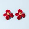 Fashionable Retro Red Velvet Flower Zinc Alloy Stamen Earrings for Women, Jewelry, Parties, Daily Matching Gifts